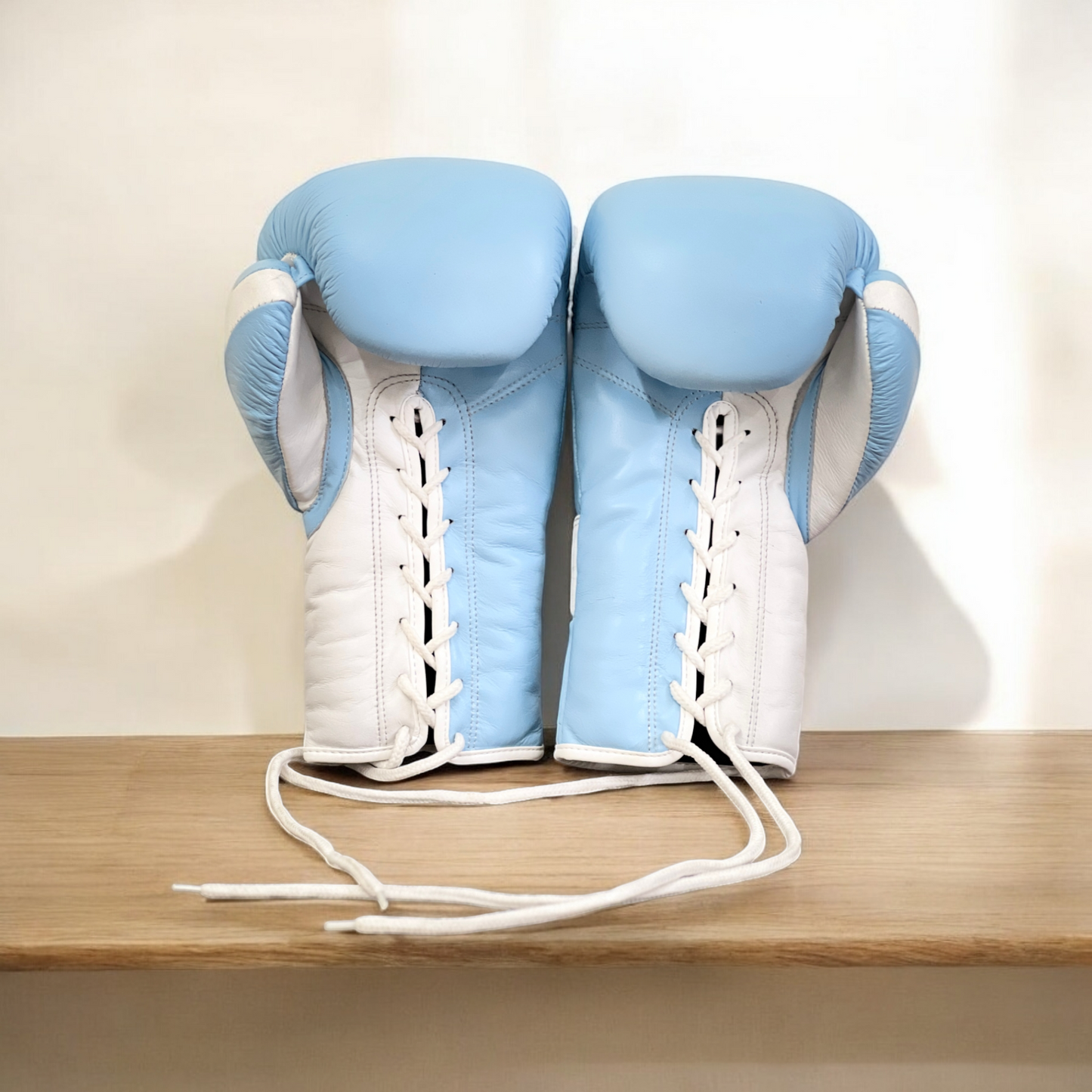 Blue ocean leather lace up gloves
