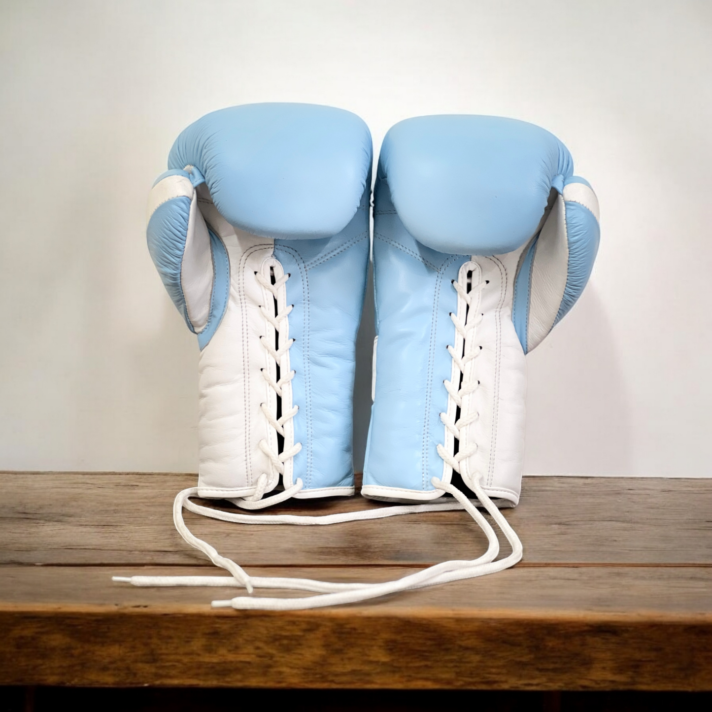 Blue ocean leather lace up gloves