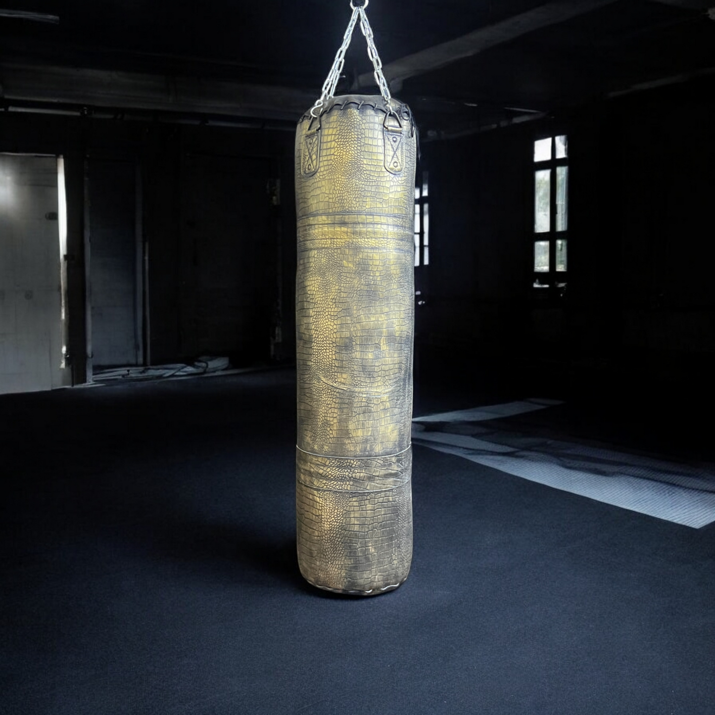Sac de frappe en cuir texturé crocodile – Sac de boxe robuste avec motif crocodile