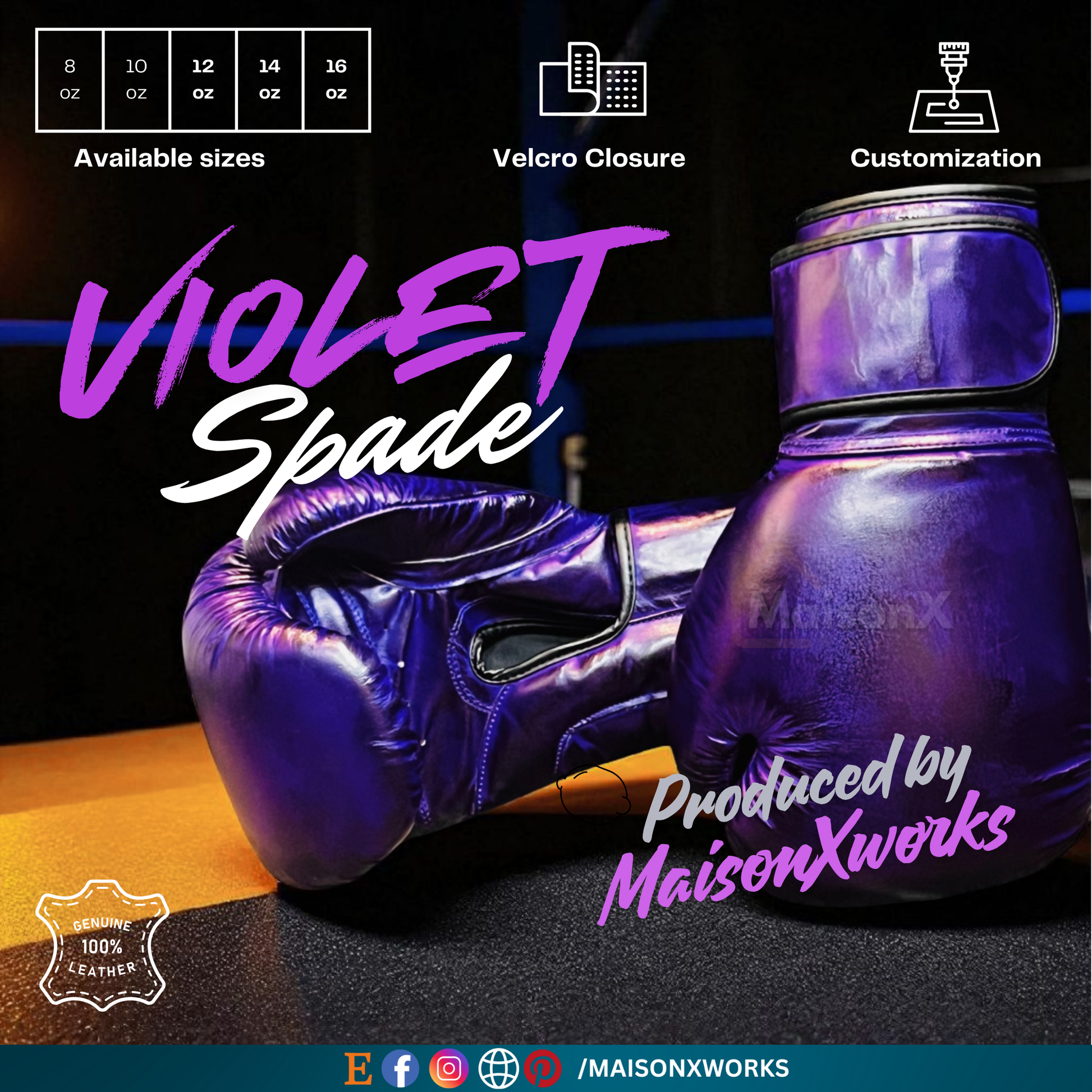 purple boxing gloves Close-up of the top of the leather heavy bag, highlighting the sturdy metal hanging hardware and reinforced stitching. Ideal for gymnasts, kickboxers, and martial artists, providing unmatched strength and stability for rigorous workouts.