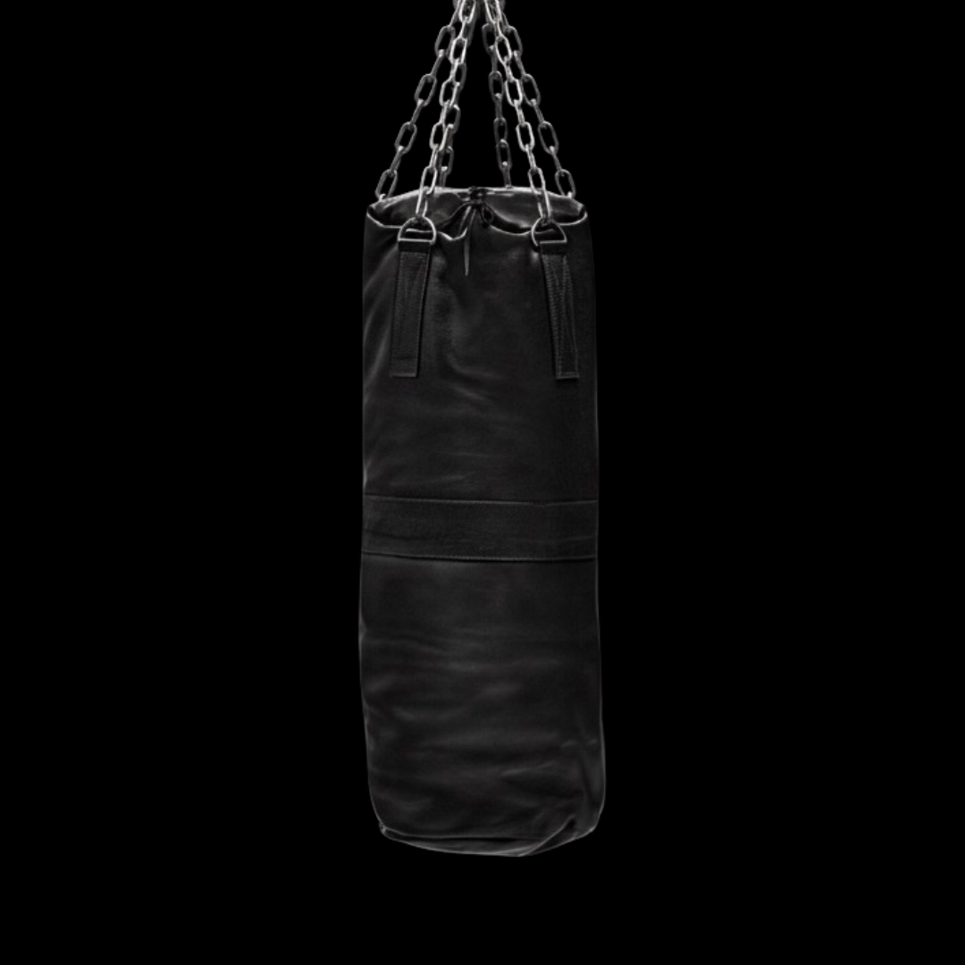 leather punching bag, heavy bag, boxing bag, kickboxing bag, Muay Thai heavy bag, free standing punching bag, hanging punching bag, speed bag, double end bag, aqua training bag, water heavy bag, uppercut bag, maize bag, wrecking ball bag, reflex bag, cobra bag, training dummy, professional heavy bag, gym punching bag, home gym heavy bag, filled punching bag, unfilled heavy bag, synthetic leather punching bag, durable heavy bag, 100lb punching bag, heavy bag stand, heavy bag chain, heavy bag swivel, Everlast