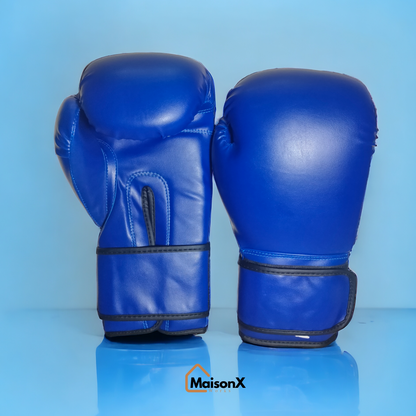 Blue Strike Leather Boxing Gloves