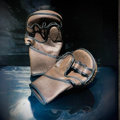 Dark lava leather hybrid gloves - MMA hybrid gloves