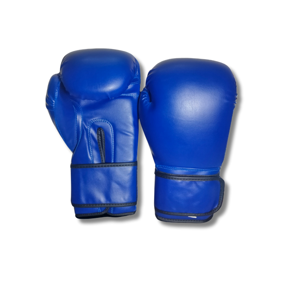 Blue Strike Leather Boxing Gloves
