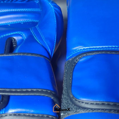 Blue Strike Leather Boxing Gloves