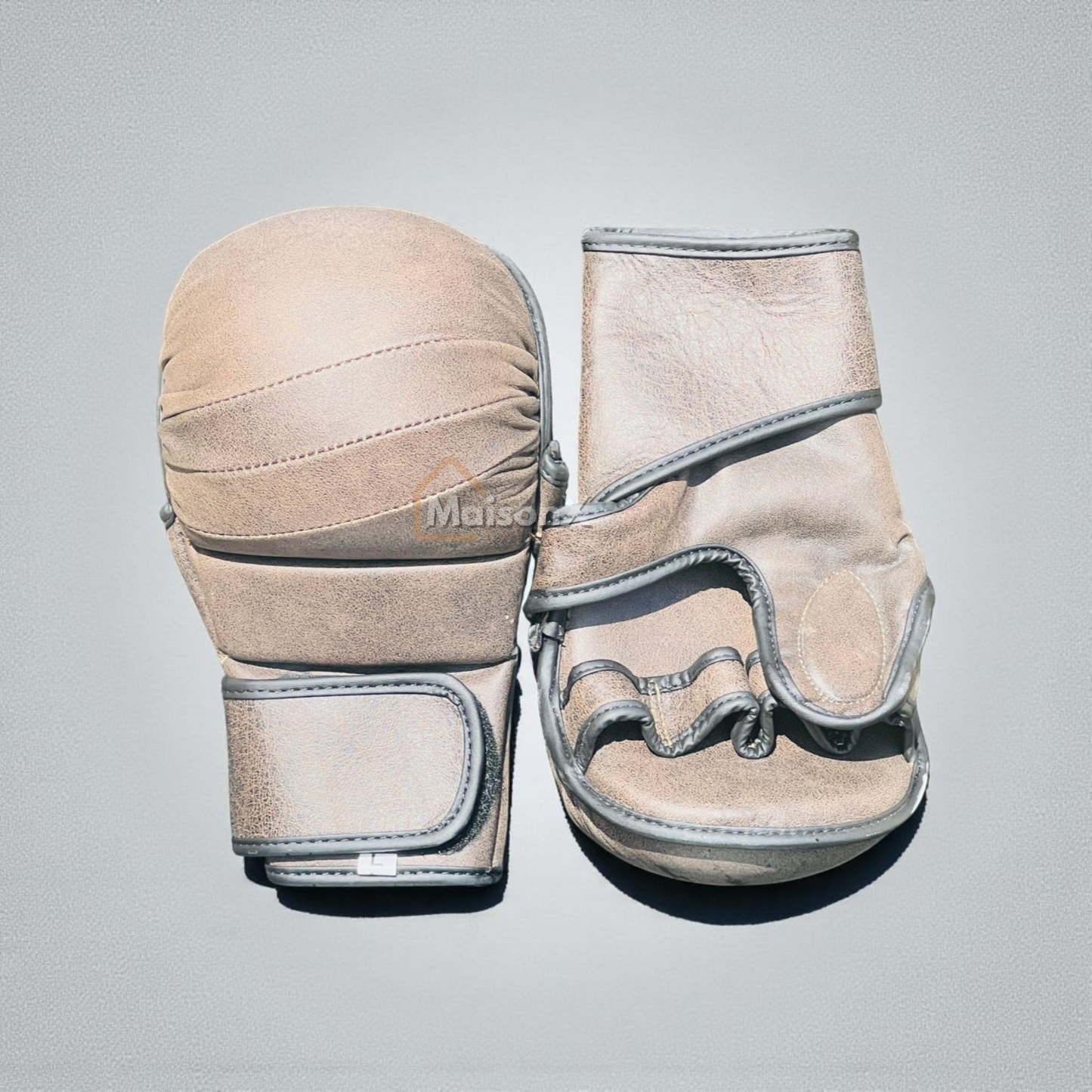 Dark lava leather hybrid gloves - MMA hybrid gloves