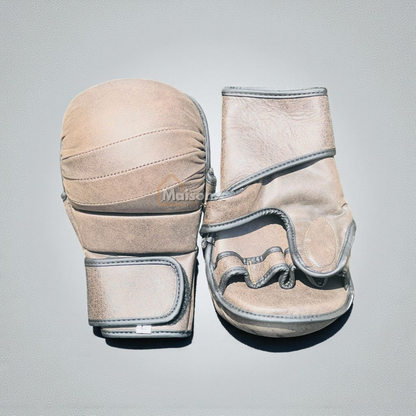 Dark lava leather hybrid gloves - MMA hybrid gloves