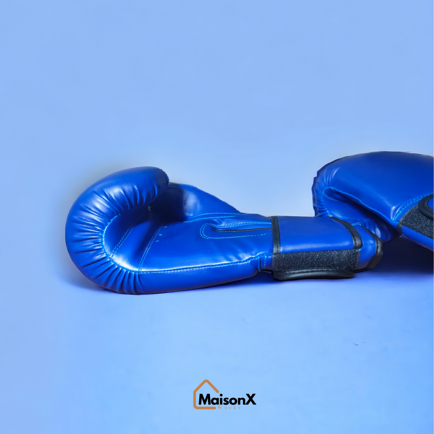 Blue Strike Leather Boxing Gloves