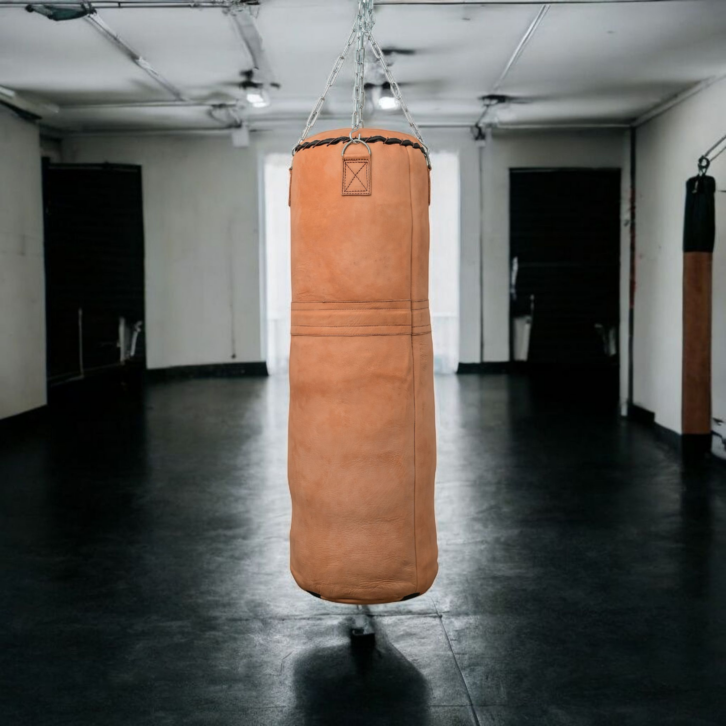 Premium genuine leather punching bag with vintage dusky finish
