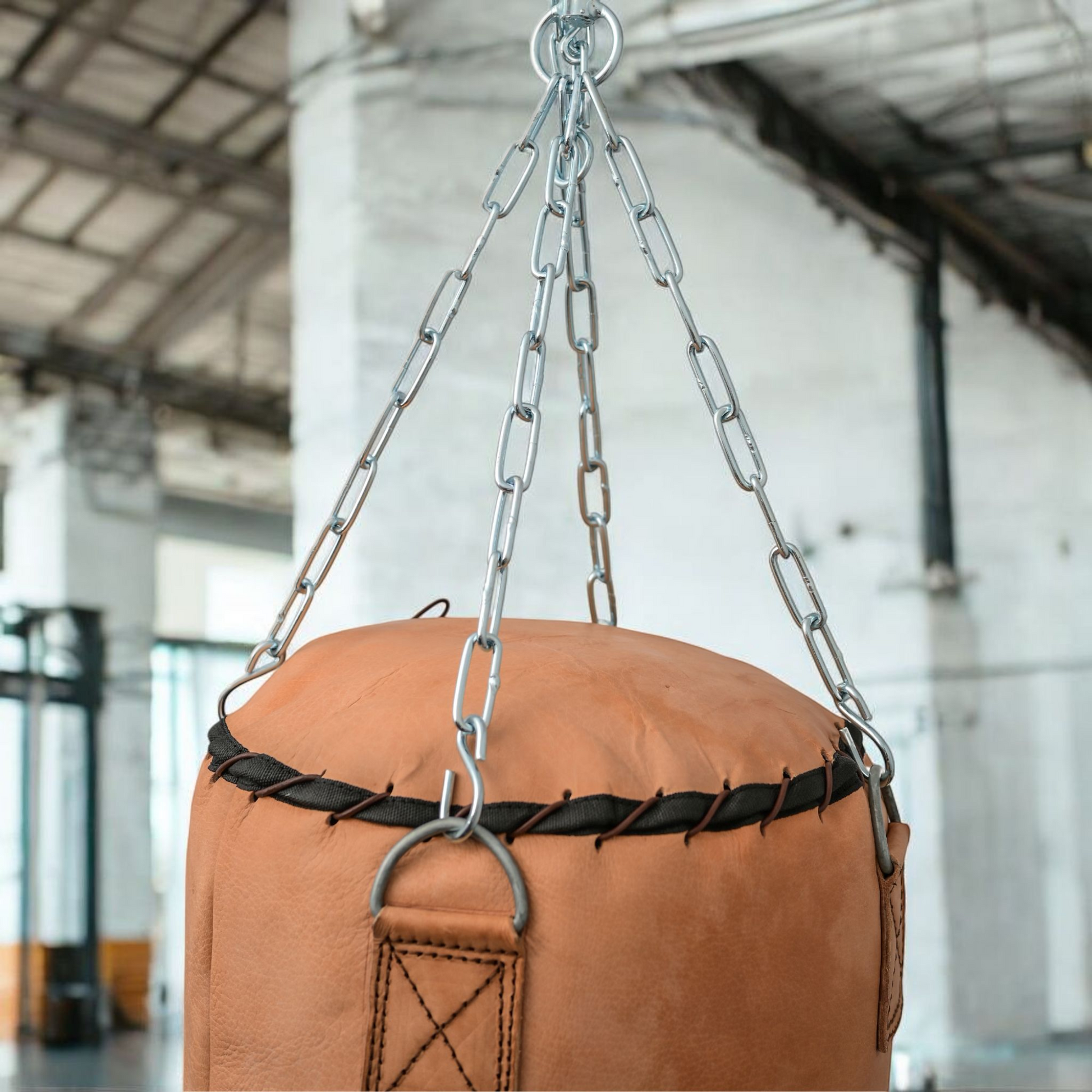Premium genuine leather punching bag with vintage dusky finish
