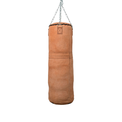 Dusky Leather Punching Bag set up for home gym boxing and kickboxing workouts
