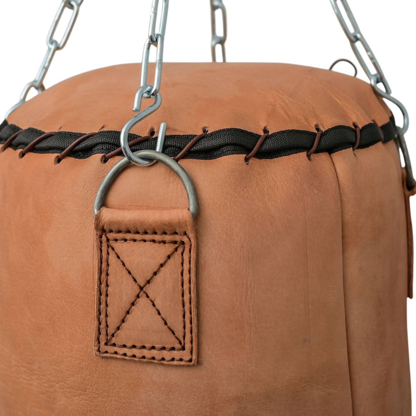 Reinforced hand-stitched leather on Dusky Punching Bag for durability
