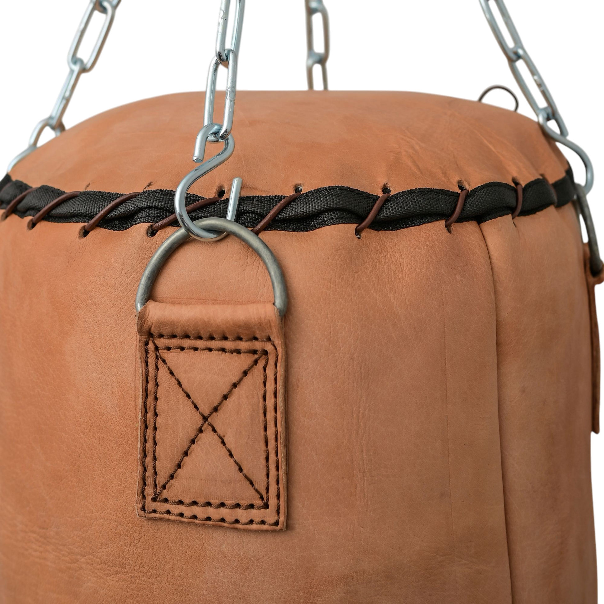 Reinforced hand-stitched leather on Dusky Punching Bag for durability
