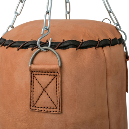 Reinforced hand-stitched leather on Dusky Punching Bag for durability
