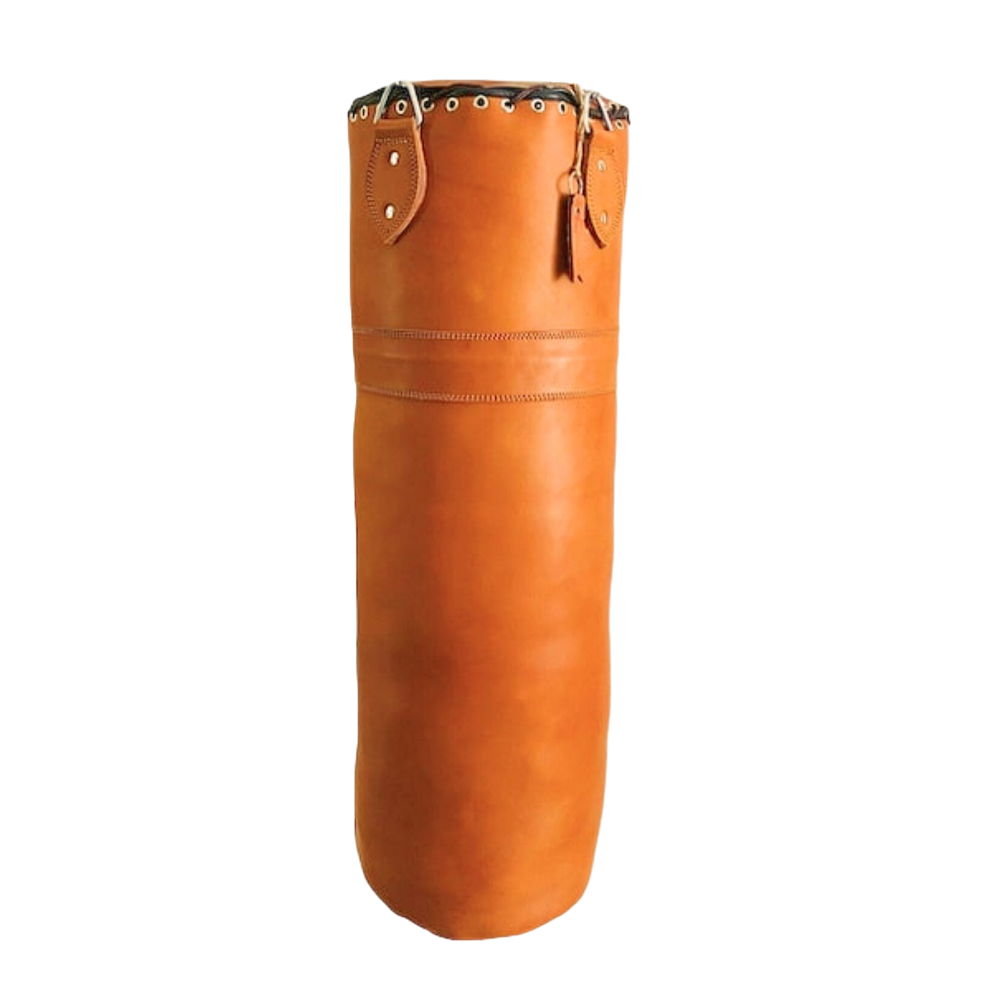 orange leather boxing bag for workouts

